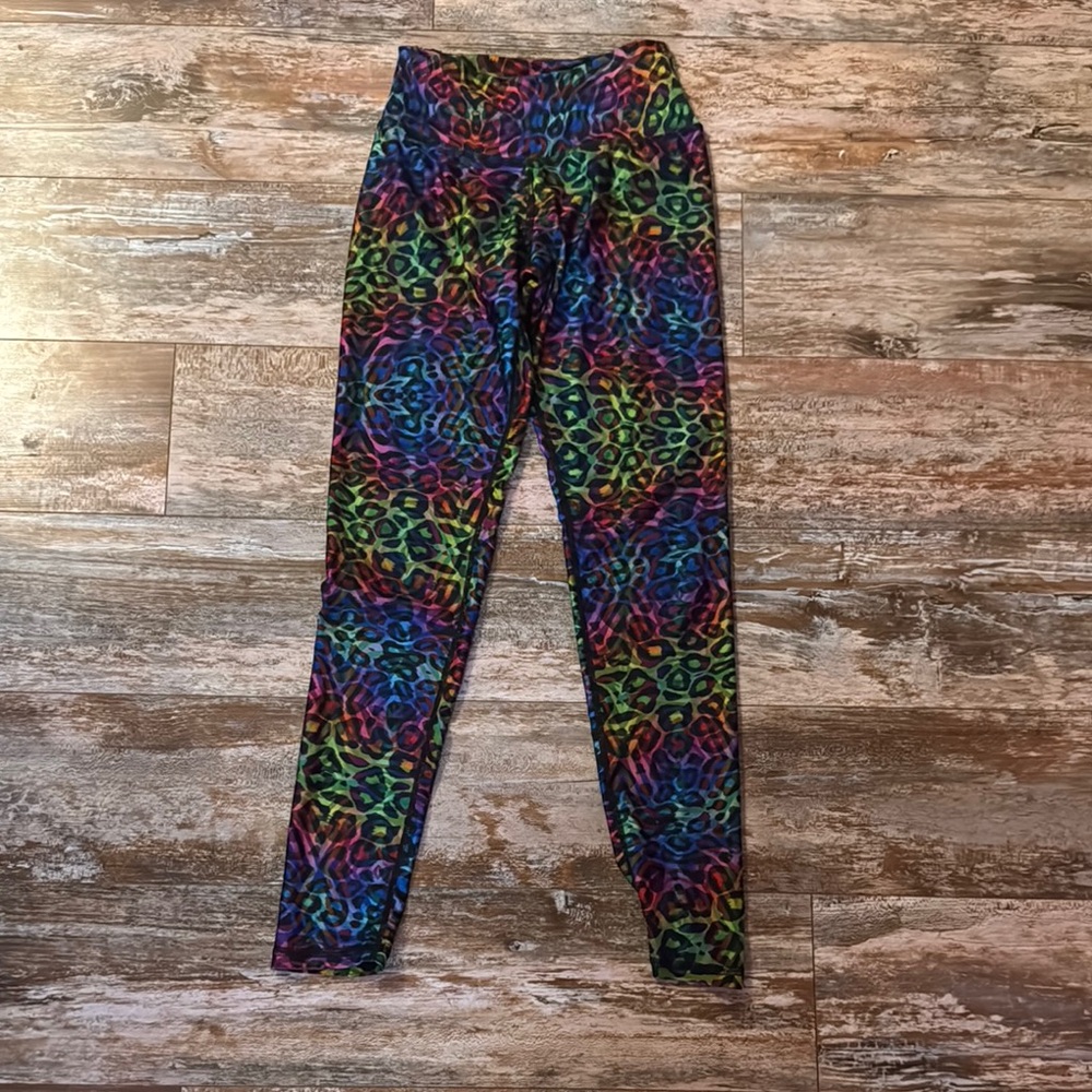 XS rainbow cheetah print yoga Leggings